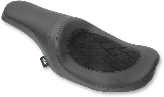 Drag Specialties Predator Seat with diamond pattern for Yaffe Razor gas tank on Harley FL 2010-2023.
