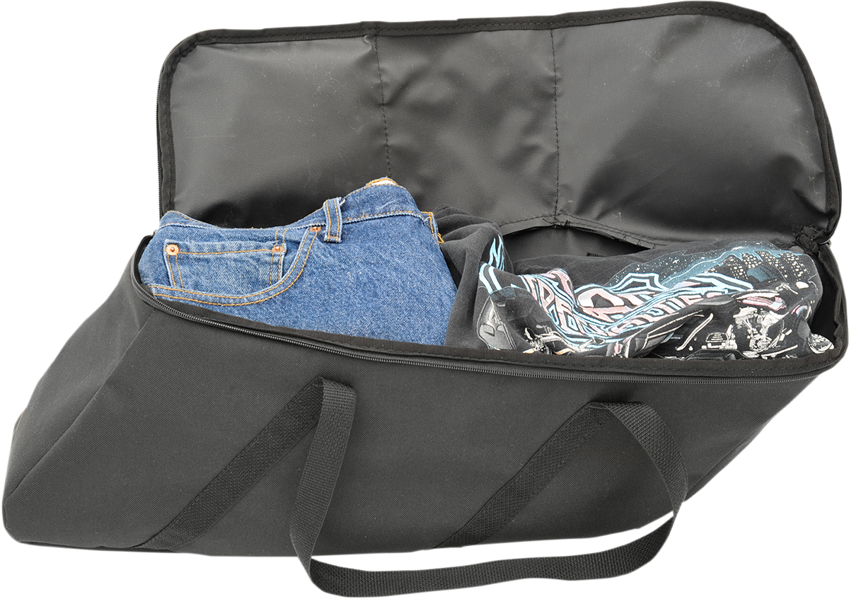Black saddlebag liners for Harley FL models 2014-2022 by Drag Specialties Seats, part number 3501-0942, designed for saddlebag storage.