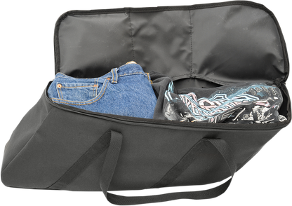 Black saddlebag liners for Harley FL models 2014-2022 by Drag Specialties Seats, part number 3501-0942, designed for saddlebag storage.