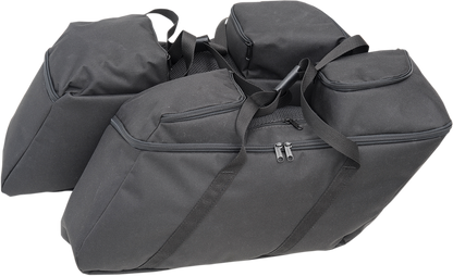 Black saddlebag liners for FL motorcycles by Drag Specialties Seats, model 3501-0942, designed for 2014 to 2022 Harley-Davidson.