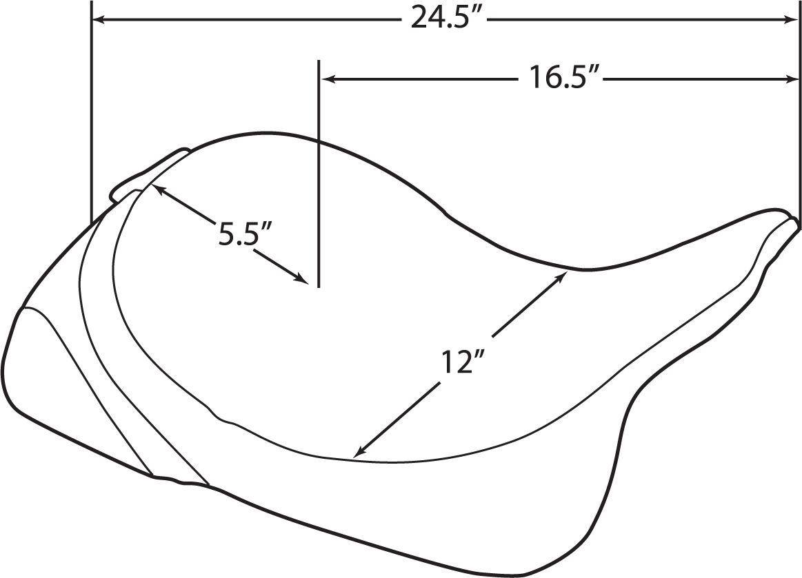 Drag Specialties solo seat with driver backrest for FLT 97-07, featuring mild stitching, designed for comfortable riding.