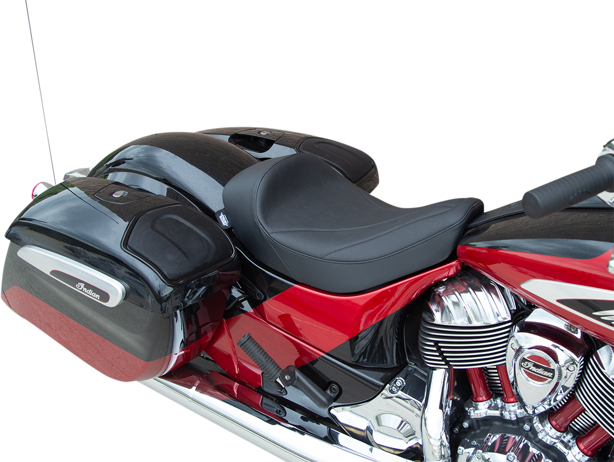 DRAG SPECIALTIES SEATS solo seat with linear stitching for Indian 2014-2022 motorcycle models, part number 0810-2266.