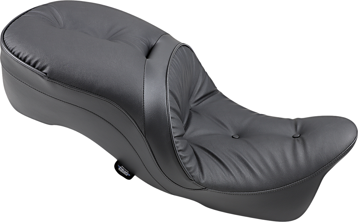 Drag Specialties Touring Seat with Pillow for Harley FL 2009-2023, showing the comfortable black seat with padded pillow.