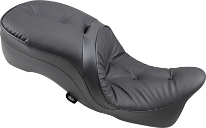 Drag Specialties Touring Seat with Pillow for Harley FL 2009-2023, showing the comfortable black seat with padded pillow.