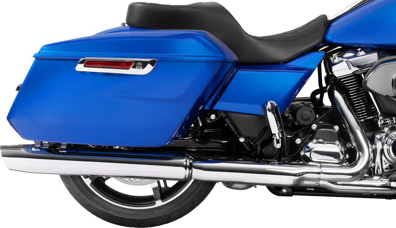 DRAG SPECIALTIES SEATS Forward Position Freedom Seat for FLH/FLT 2023-2025 in black vinyl and solar leather with double diamond stitching.