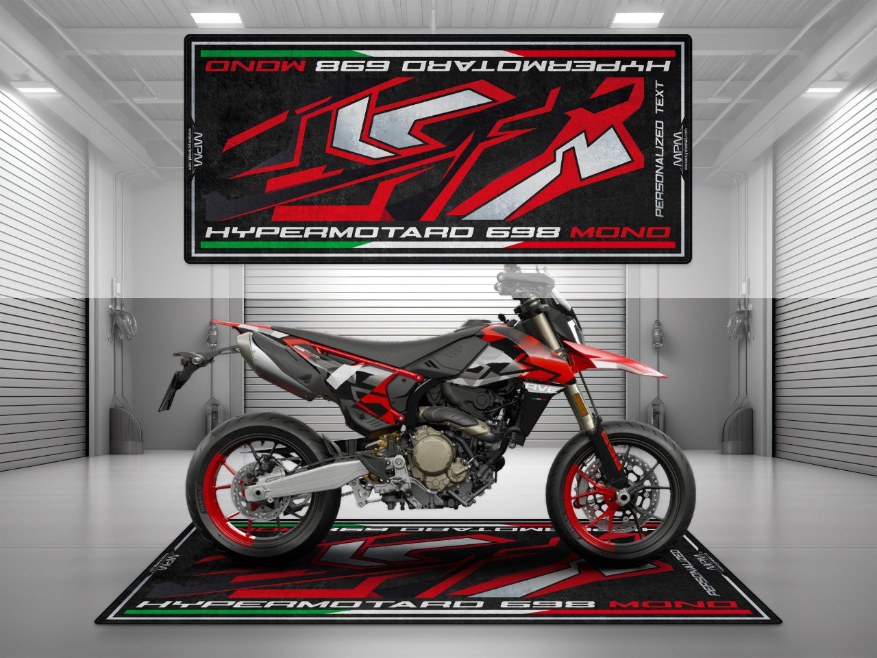 Designed Pit Mat for Ducati Hypermotard 698 Mono RVE Motorcycle - MM4105 - Howling Moto