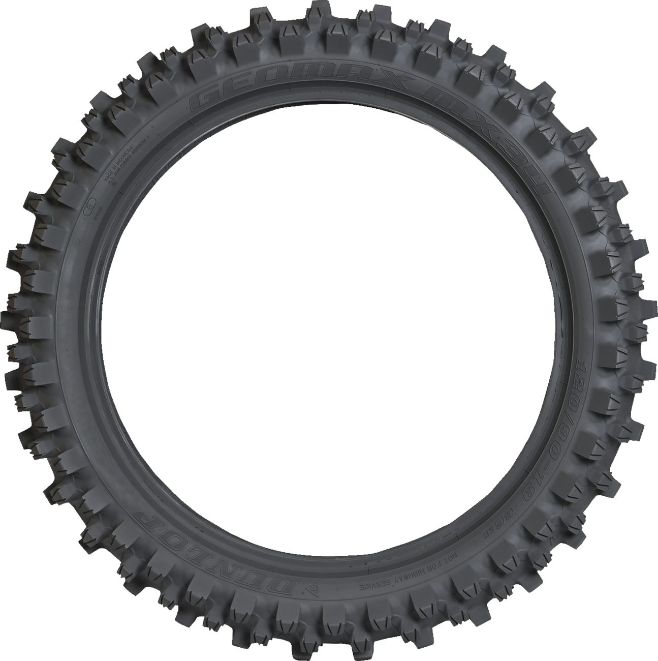 DUNLOP Geomax MX34 rear tire 80/100-12 41M for motocross off-road bikes, showing tread pattern and sidewall details.