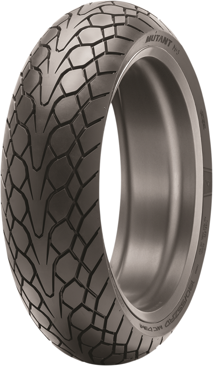 Dunlop Mutant rear motorcycle tire 150/60ZR17 with durable performance for all conditions, featuring tread pattern for versatile riding.