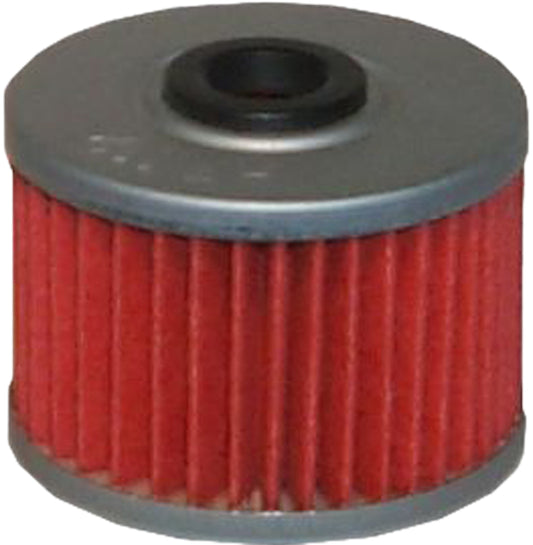 HIFLOFILTRO HF112 motorcycle oil filter with metal casing and rubber seal, ready for easy installation on motorcycle engines.