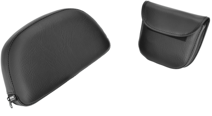 Bill's Exhausts SHOW CHROME Detachable Smart Mount Backrest for Victory motorcycle engine, chrome finish, mounted on engine.