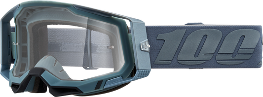 Bill's Exhausts Racecraft 2 Goggles in Battleship clear lens with adjustable strap, designed for racing or motorsport use.