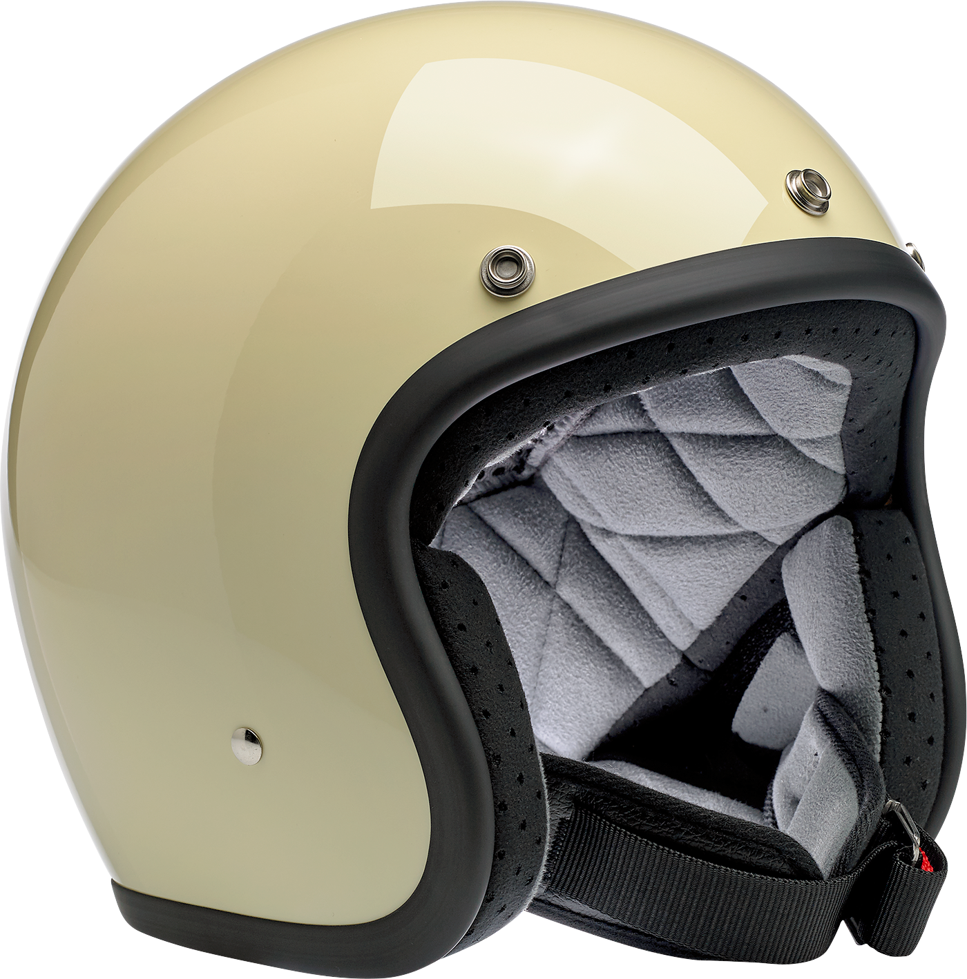 Gloss vintage white BILTWELL Bonanza helmet in large size, featuring a sleek, rounded design with a smooth finish.