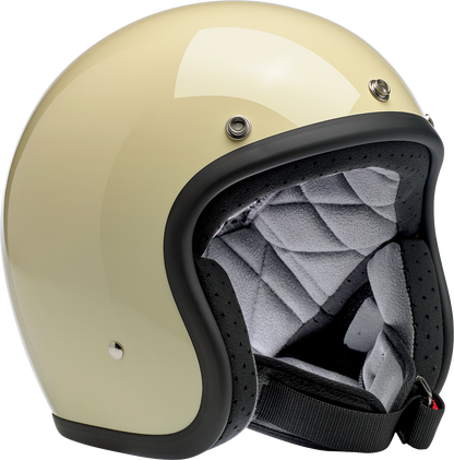 Gloss vintage white BILTWELL Bonanza helmet in large size, featuring a sleek, rounded design with a smooth finish.