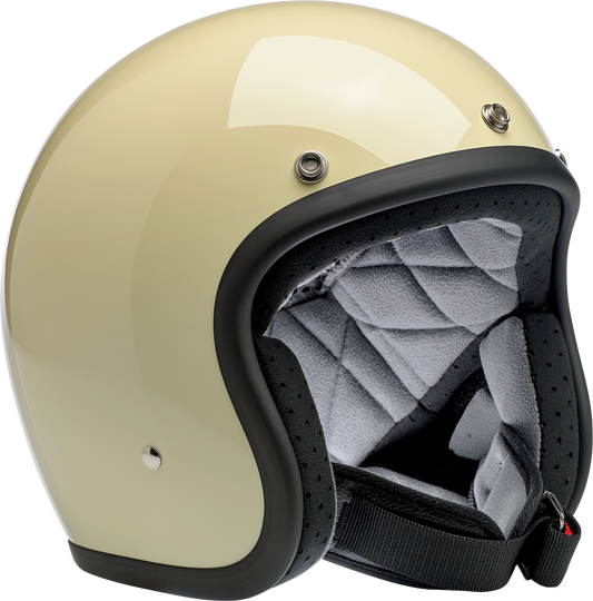 Bill's Exhausts BILTWELL Bonanza helmet in gloss vintage white, small size, with retro design and classic helmet shape.