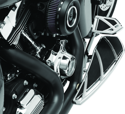 Chrome Kuryakyn Phantom Floorboards for Harley-Davidson motorcycles, featuring a sleek, stylish design with textured surface.