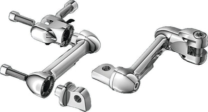 Chrome Kuryakyn 4-inch adjustable lockable offsets with male mount adapter for motorcycle handlebars, Part 4557.