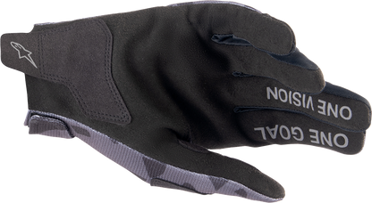 Alpinestars Youth Radar Silver Motorcycle Gloves in Magnet Silver, 2XS, showing the protective design and brand logo.