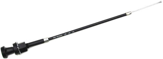 Black vinyl choke cable by MOTION PRO, part number 06-0204, with metal ends, designed for motorcycle throttle and choke control.