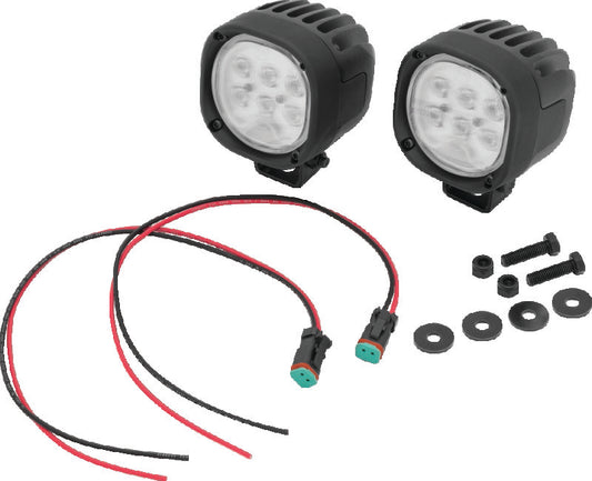 Kuryakyn Lodestar 1850L Spot Beam high-output driving lights for powersports vehicles, featuring sturdy metal housing and bright LED bulbs.