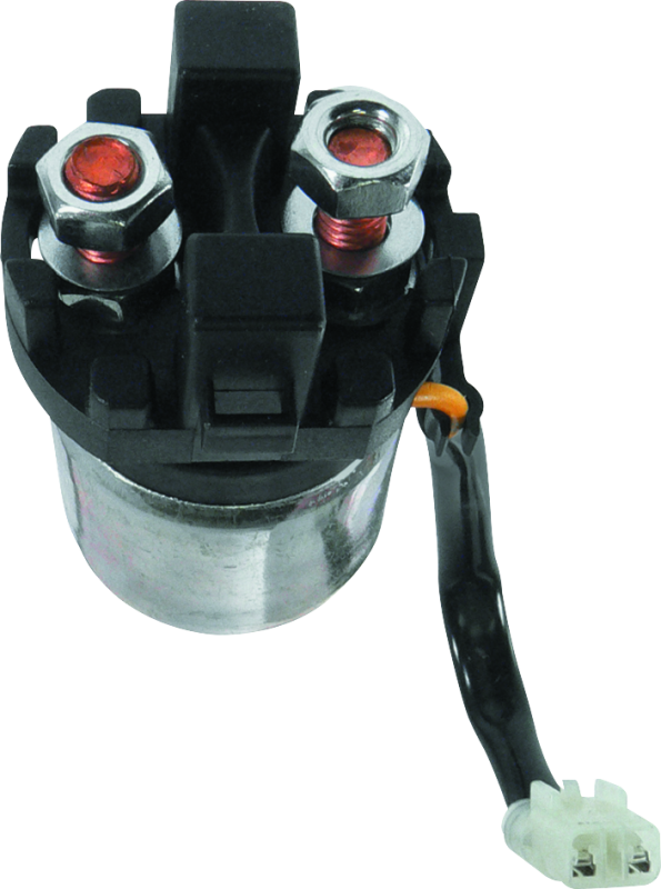 QuadBoss starter solenoid and relay for Honda TRX90X and TRX200D models, showing the compact electrical components.