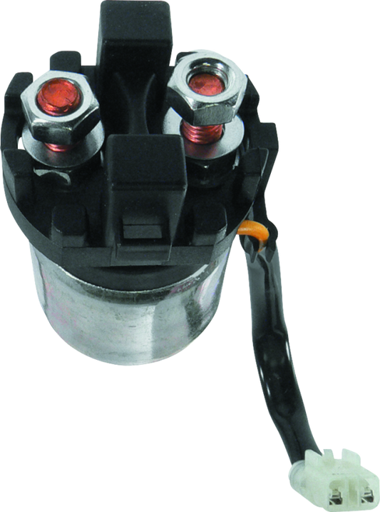 QuadBoss starter solenoid and relay for Honda TRX90X and TRX200D models, showing the compact electrical components.