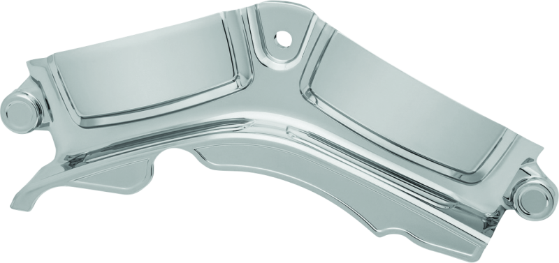 Chrome Kuryakyn Cylinder Base Cover for Harley Davidson Touring Models, part 6411, showcasing sleek, polished motorcycle engine protection.