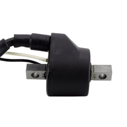 RM STATOR external ignition coil with spark plug cap, shown in image, designed for motorcycle ignition systems.