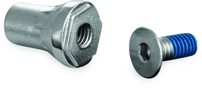 Chrome Kuryakyn replacement tapered peg mount with screw for motorcycle footpegs, designed for easy installation and secure fit.