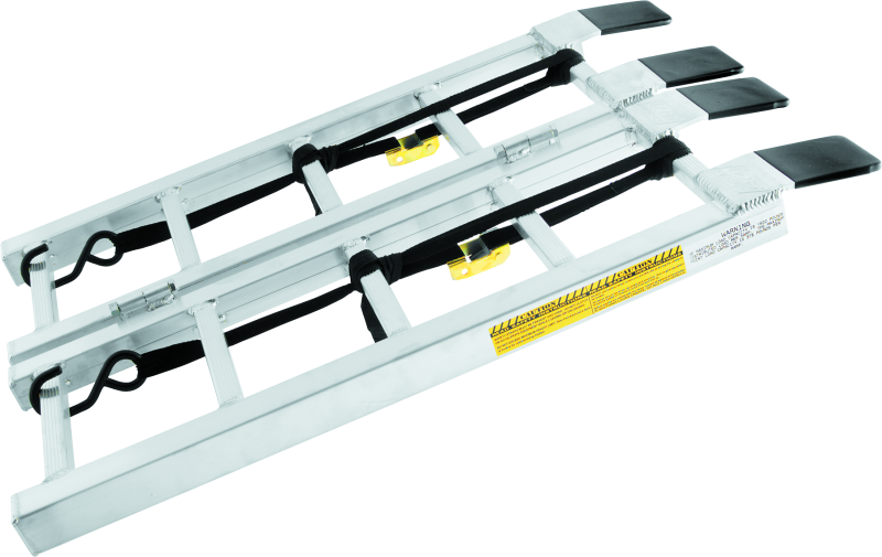 QuadBoss bifold ramp display showing half-scale loading ramp for powersports vehicles with sturdy construction and foldable design