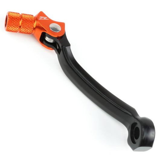 ZETA forged KTM shift lever part ZE90-4443 with textured black finish and ergonomic design, designed for motorcycle gear shifting.