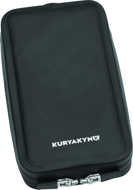 Kuryakyn black magnetic device tank pouch for powersports, holding cell phone or GPS on motorcycle or ATV.