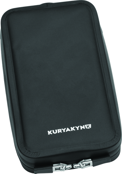 Kuryakyn black magnetic device tank pouch for powersports, holding cell phone or GPS on motorcycle or ATV.