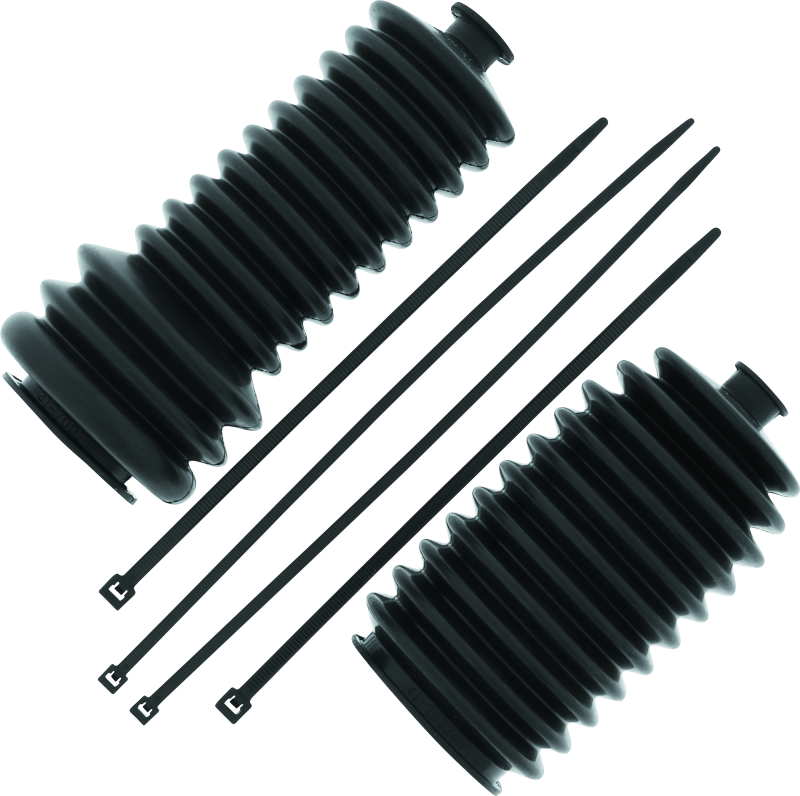 QuadBoss steering rack tie rod assembly kit for Can-Am Commander and Polaris Ranger RZR XP 900 vehicles, shown in the image.