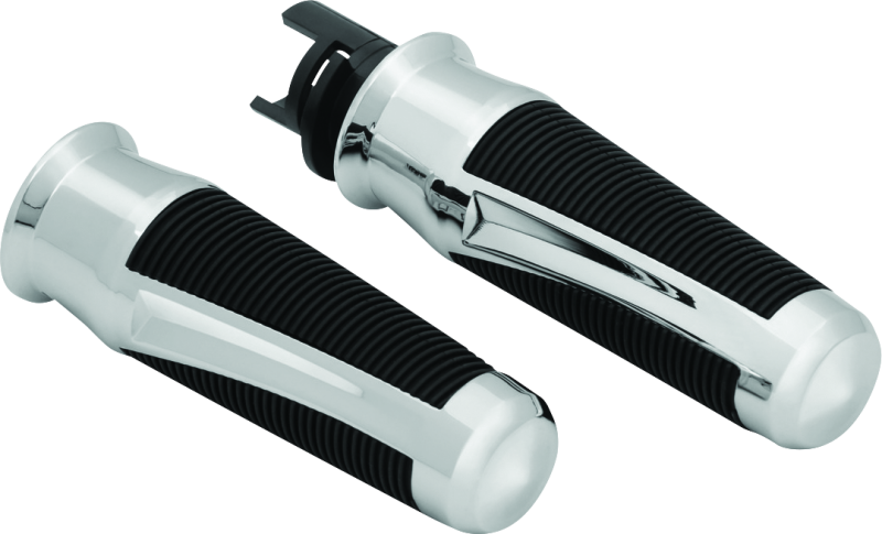 Chrome Kuryakyn Phantom grips for Indian motorcycles, featuring a sleek design and ergonomic shape for comfortable riding.