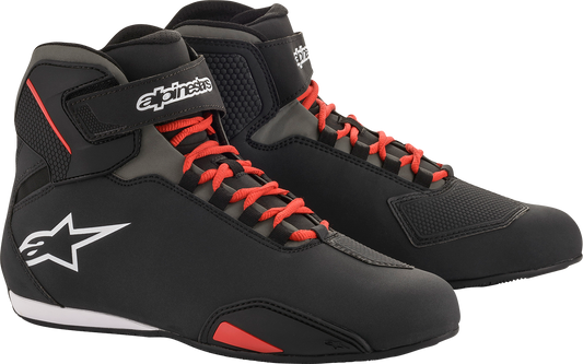 Black and red Alpinestars Sektor shoes for men, US 8.5, featuring sporty design and durable material.