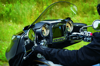 Kuryakyn Stereo Accent Chrome for Indian Chieftain 2017-2018 motorcycle, shiny chrome finish with detailed design.