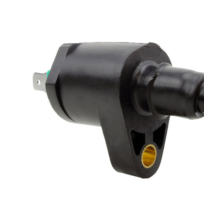 RM STATOR external ignition coil, model RM06025, showing the compact coil with wiring and connectors on a clean background.