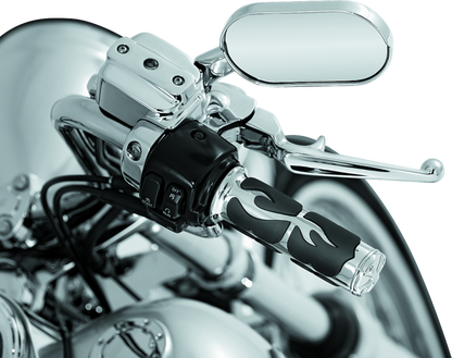 Kuryakyn ISO Flame grips with dual cables in chrome finish for powersports motorcycles or ATV handlebars
