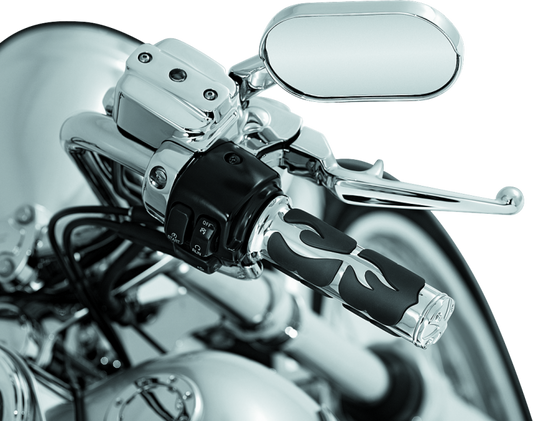 Kuryakyn ISO Flame grips with dual cables in chrome finish for powersports motorcycles or ATV handlebars
