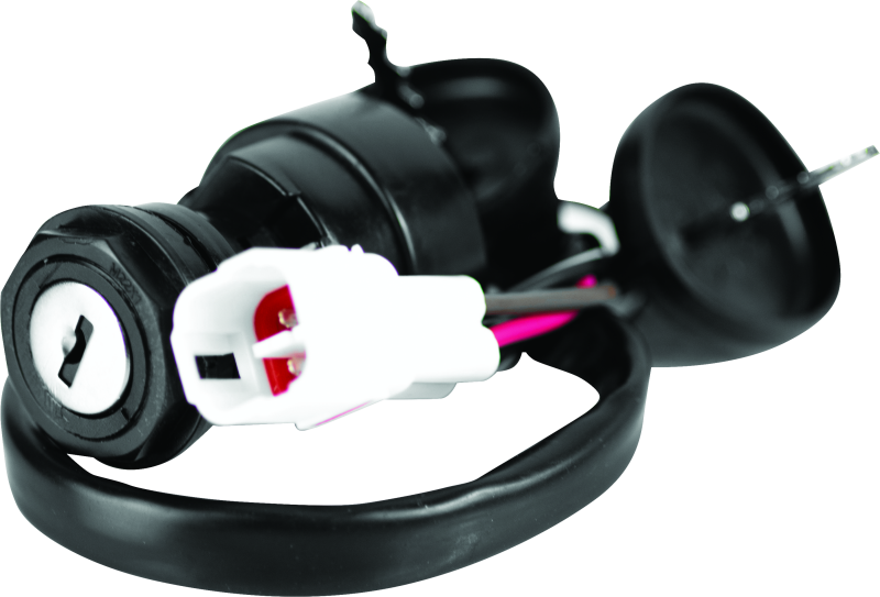 QuadBoss ignition switch for Yamaha YFM and YFB Timberwolf, showcasing the black and metal switch with wiring connections.