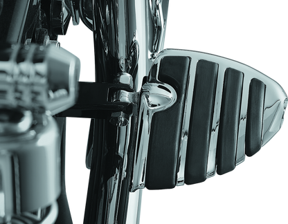 Chrome Kuryakyn ISO Wing Mini Boards with Male Mount Adapter for powersports motorcycles, featuring durable footrests and sleek design.
