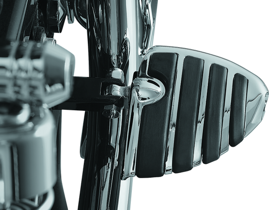 Chrome Kuryakyn ISO Wing Mini Boards with Male Mount Adapter for powersports motorcycles, featuring durable footrests and sleek design.