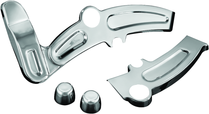 Chrome Kuryakyn Boomerang Frame Covers for Harley-Davidson Softail 2008-2017, showing sleek, shiny motorcycle frame covers.