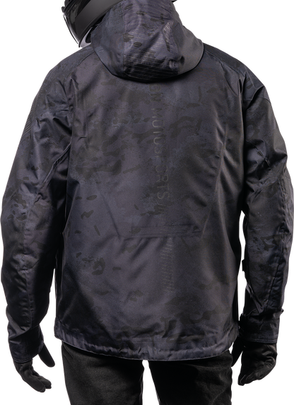 Bill's Exhausts ICON PDX3™ jacket in dark camo, XL, featuring a stylish, rugged design suitable for outdoor wear.