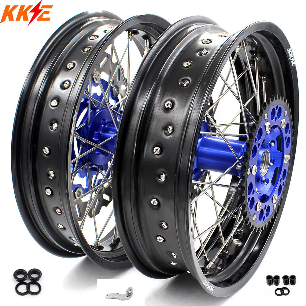 KKE 3.5/4.25*17inch For KAWASAKI KX250F KX450F 2006-2018 Supermoto Rims With Disc&Sprocket Blue - Howling Moto