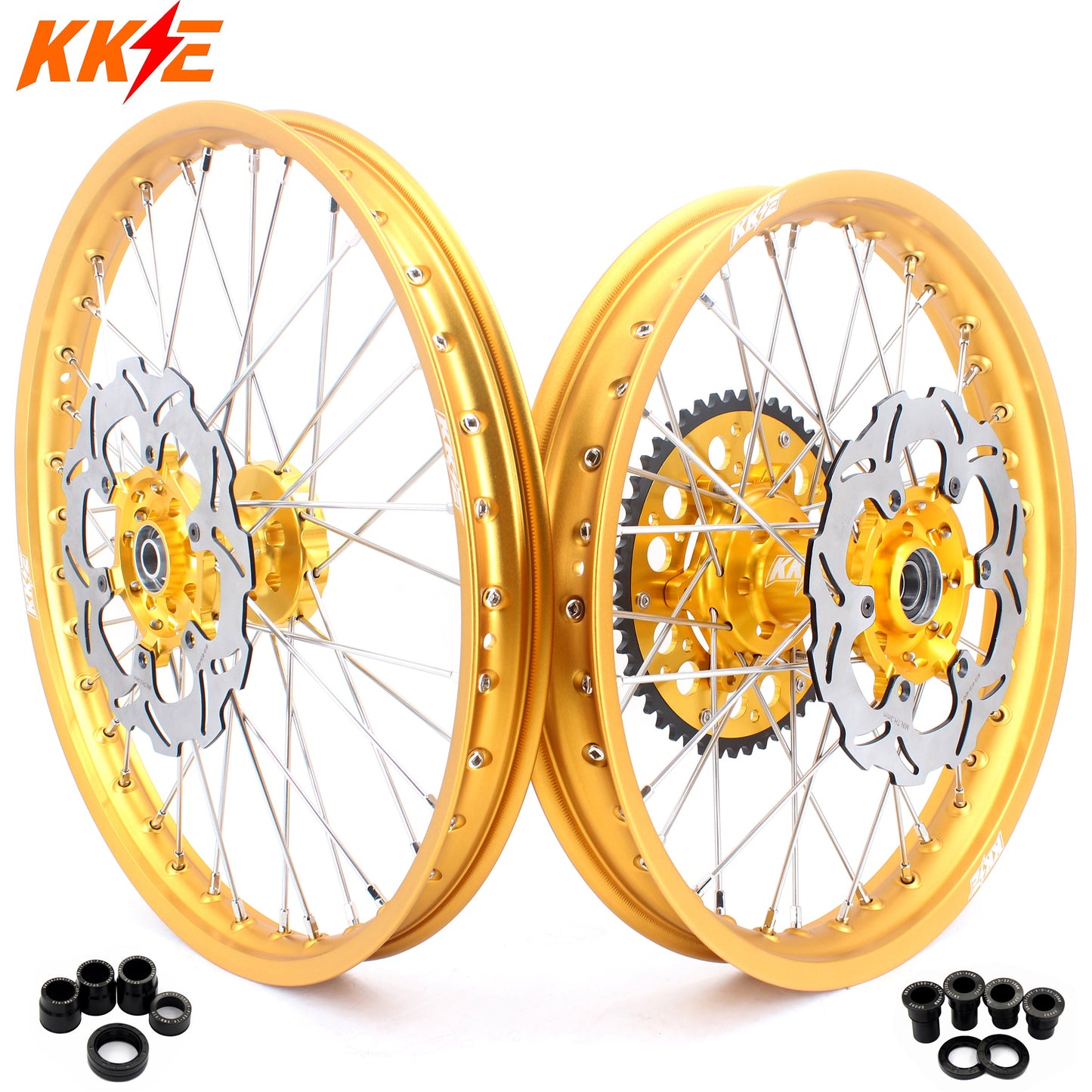 KKE 21 & 19 Wheels Gold Rims For SUZUKI RM125 2001-2007 RM250 2001-2008 - Howling Moto