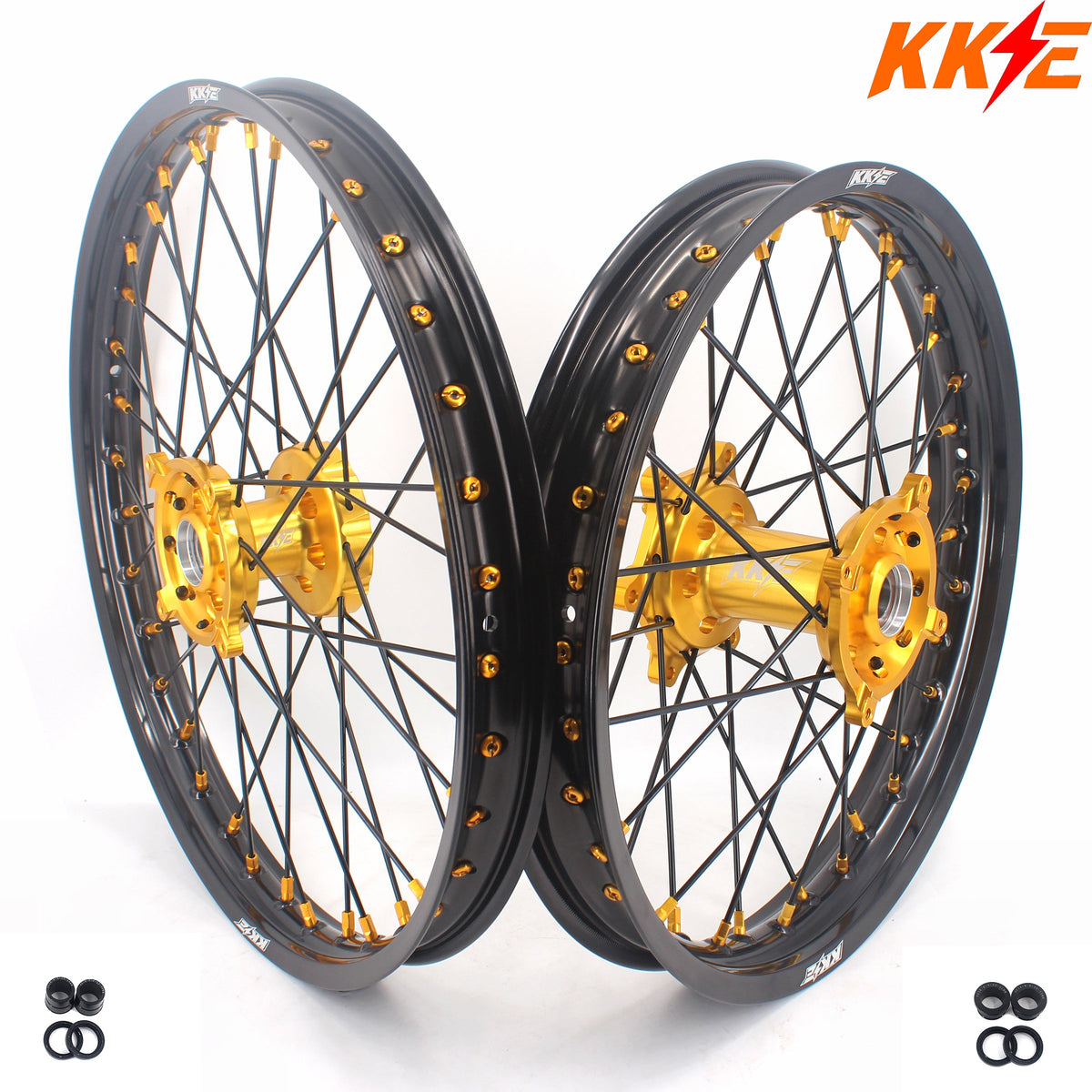 KKE 21 & 19 MX Wheels Rims for SUZUKI RMZ250 2007-2025 RMZ450 2005-2025 Black Spokes