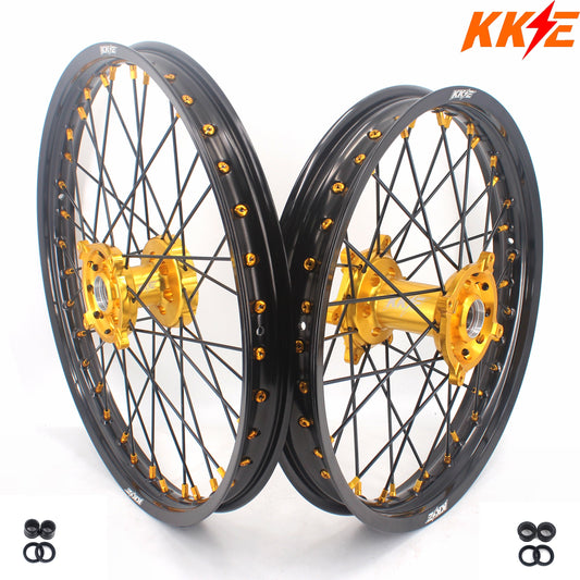 KKE 21 & 19 MX Wheels Rims for SUZUKI RMZ250 2007-2025 RMZ450 2005-2025 Black Spokes