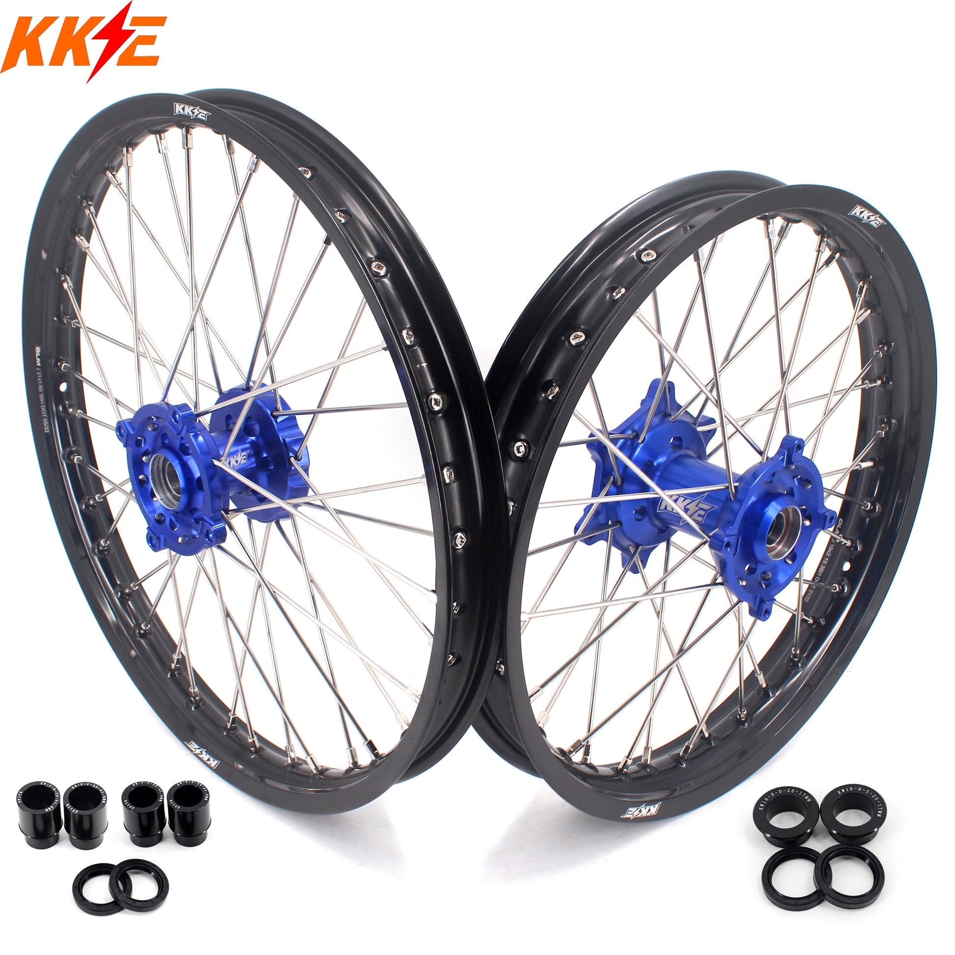 KKE 1.6*21 & 2.15*19 Wheels Rims Fit Kawasaki KX450 2019-2023 KX450X 2021-2023 Blue Hubs - Howling Moto