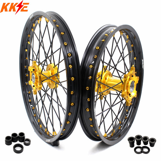 KKE 21 & 18 Enduro Wheels For SUZUKI RM125 RM250 1996-2000 Gold Black - Howling Moto